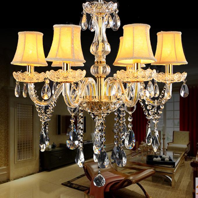 Gold candelabra crystal chandelier with lamp shades (WHCY36)