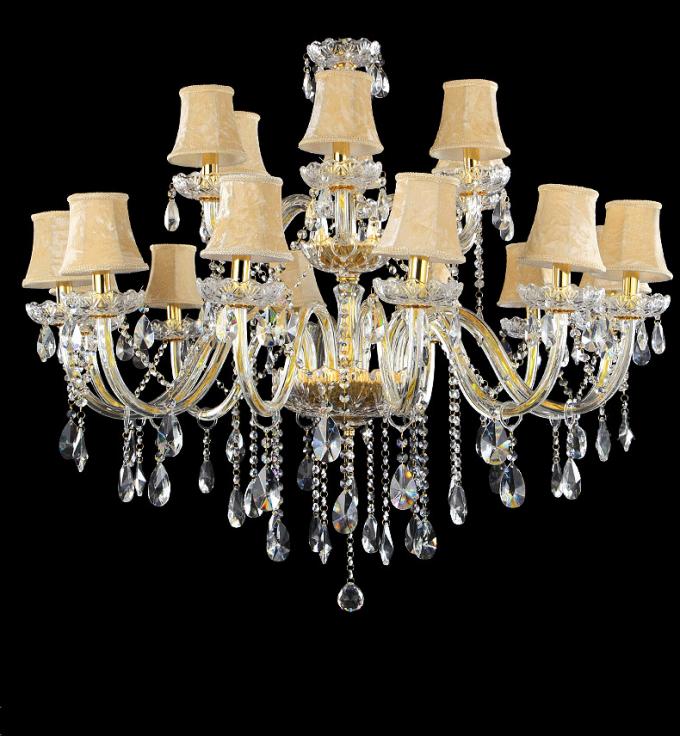 Gold candelabra crystal chandelier with lamp shades (WHCY36)
