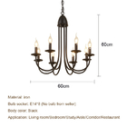 American Chandelier Iron Art E14 Candle Living Room Lamp Simple Restaurant Lamp(WH-CI-151)