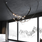 Modern Black Leather Chandelier for Living Room Hall Villa Home Long Chandelier(WH-MI-401)