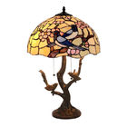 Antique Stained Glass Bird Art Decor Luxury Beautiful Large Bedroom Tiffany Bedside Table Lamps(WH-TTB-08)