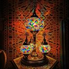Turkish Restaurant Glass Table Lamp With Brozne Metal Base Colorful Handmade Desktop Lamp(WH-VTB-20)