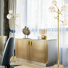 Modern Floor Lamp G4 Amber Glass Floor Lamps Standing Light Glass Shade Metal Base Standing Lamp(WH-MFL-71)