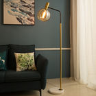Modern LED Standing Light Living Room Bedroom Study Glass Lamp Black Gold White Metal Marble Floor Lights(WH-MFL-92)