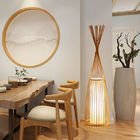 Natural Bamboo Standing Floor Lamp Cottage Wood Bamboo Shade Fabric Shade Floor lamp(WH-WFL-04）