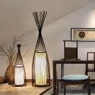 Natural Bamboo Standing Floor Lamp Cottage Wood Bamboo Shade Fabric Shade Floor lamp(WH-WFL-04）