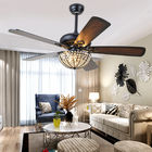 52 inch Retro Ceiling Fan Lamp with Light 110v Remote Control 5 Light Fixture Wood Lamp(WH-CLL-15)