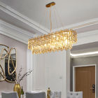 Luxury Dining Room Oval E14 Led Pendant Lights Plate Gold Steel Glass Chandelier(WH-MI-304)