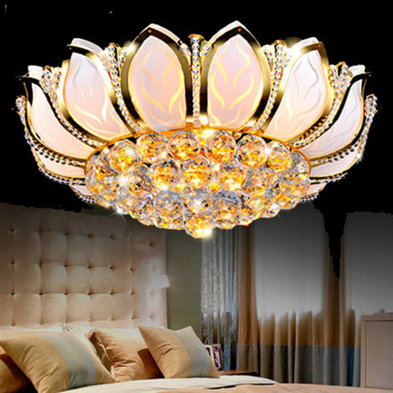 Lotus Flower Modern Ceiling Lights With Glass Lampshade Gold Ceiling