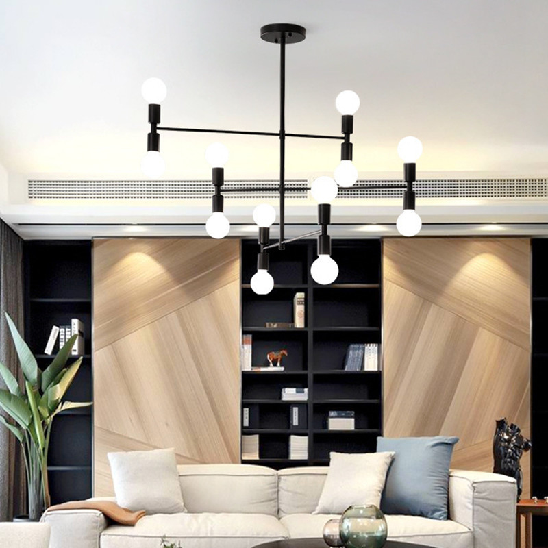 Postmodern chandelier Black Gold Adjustable whirling Indoor lounge room Atomium Chandeliers(WH-MI-342)