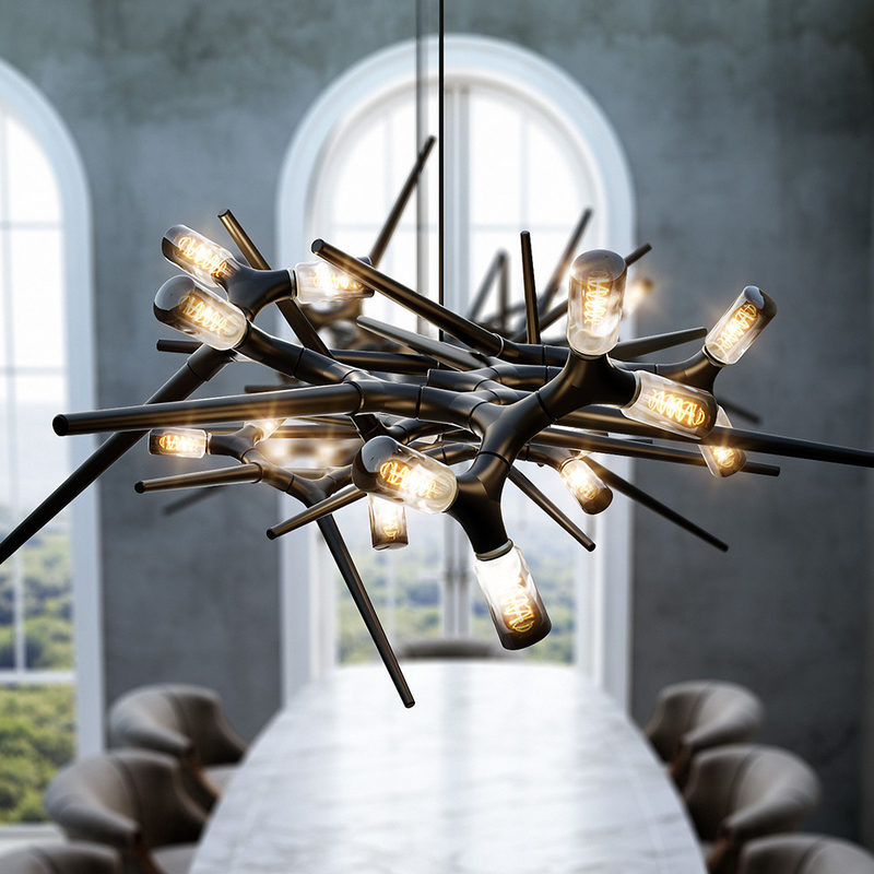 Postmodern Thorn Designer Chandeliers Creative Living Room Villa black chandelier(WH-MI-412)