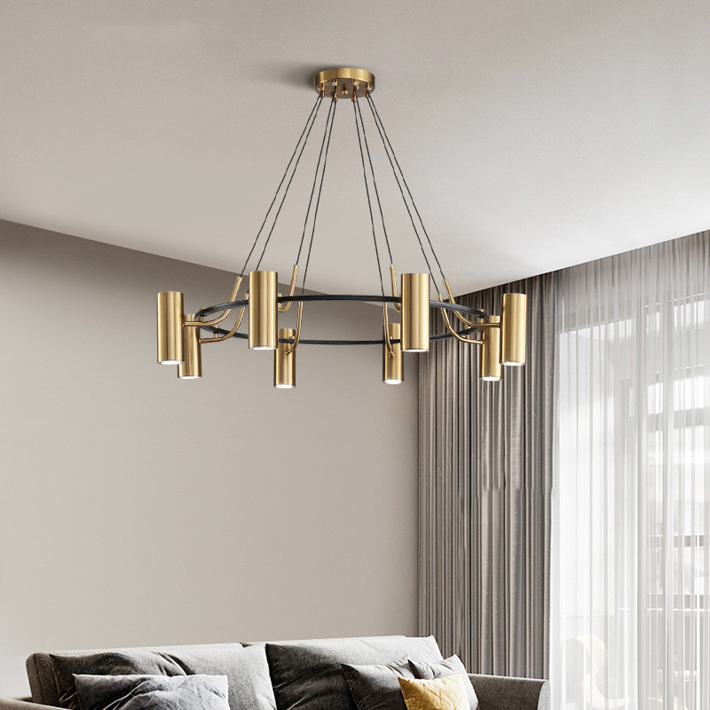 Minimalist Chandeliers Gold LED Black Ring Living Room Dining Lighting circular pendant light(WH-AP-567)