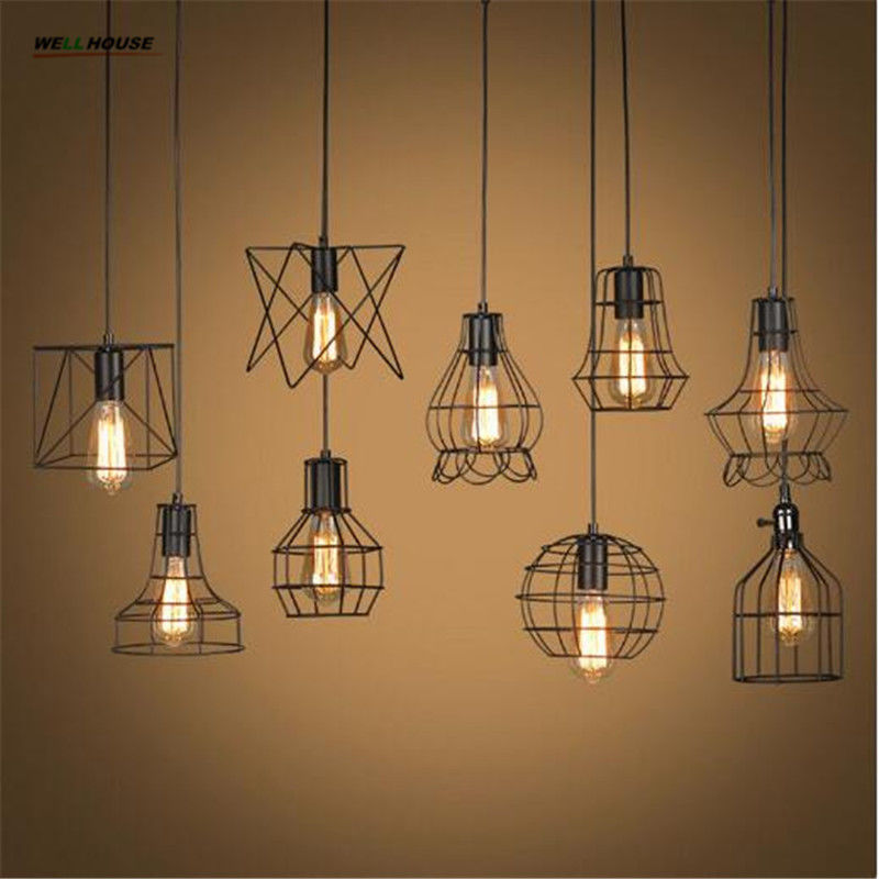Retro Lamp Shades Industry Metal Pendant Lamps Holder Vintage Style Retro Lamp Shades Industry Metal Pendant Lamps Holder Vintage Style Iron Hanging Light Shade Edison Bulb