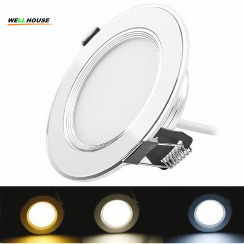 Dimmable 3w 5w 7w 9w 3 Color Led Panel Down Light High Power Dimmable 3w 5w 7w 9w 3 Color Led Panel Down Light High Power Downlights Lamp Recessed Ceiling