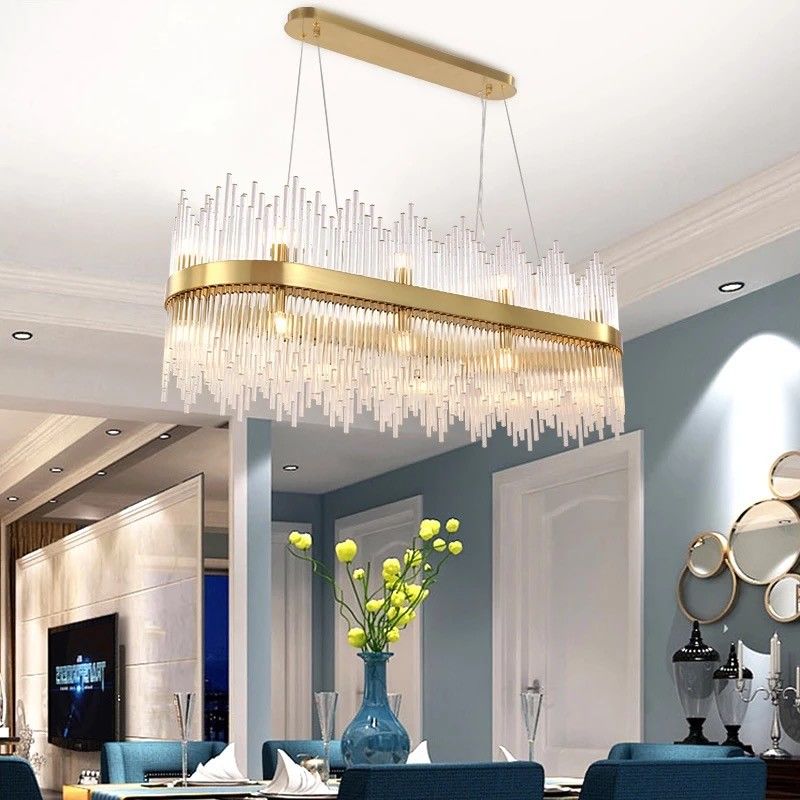 Rectangle Crystal Suspension Lights Gold Crystal Lamp For Indoor Home Decoration Lustre (WH-AP-89)