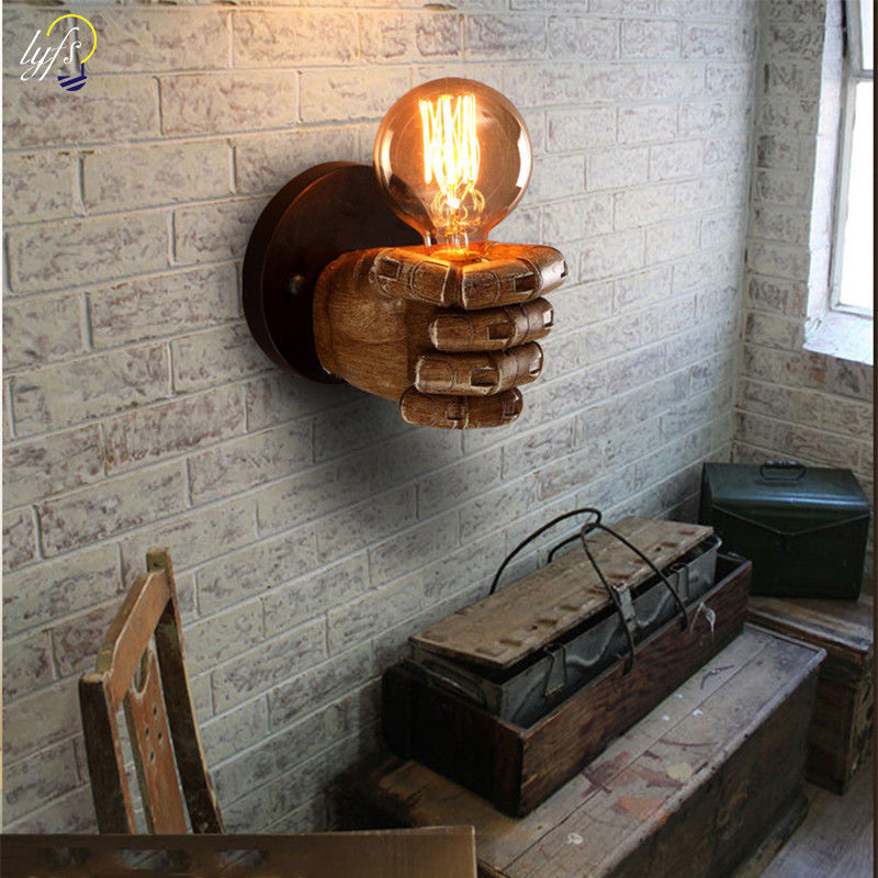 LED Retro Wall Lamp Cafe Bedroom  Creative Fist Resin Light wall mounted led lamps (WH-VR-19）