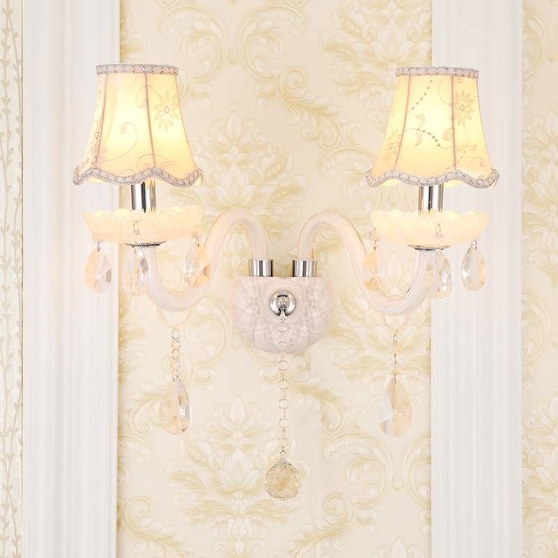 Modern Design LED Luxury Hanging K9 Crystal White Wall Lamps Bedroom Headboard Wall Sconce(WH-OR-162)