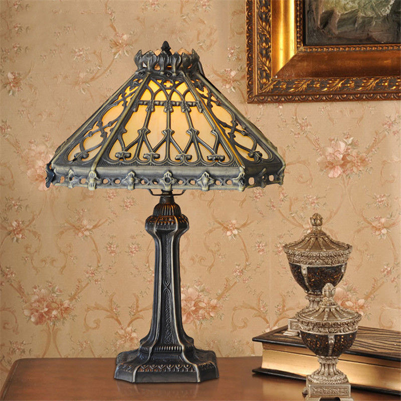 14 inch European retro simple square table lamp living room Tiffany Table Lamp(WH-TTB-02)