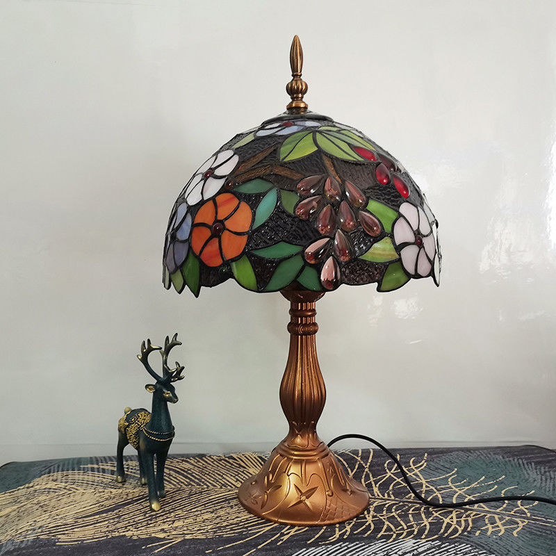Tiffany Table Lamp 30cm Grape Lampshape E27 Bedroom Bedside Lamp(WH-TTB-16)
