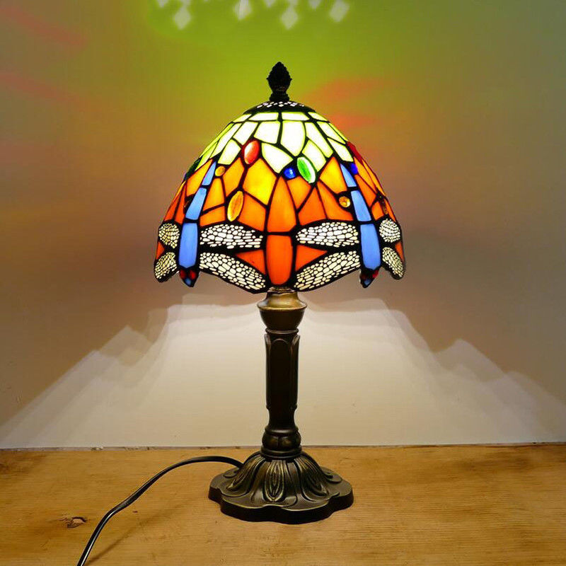 20CM Tiffany Table Lamp E27 Dragonfly Style Resin Base Lamp Creative Fashion Retro Table Lamp(WH-TTB-28)
