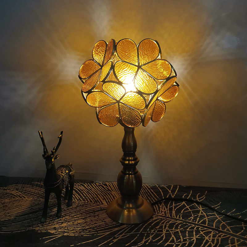 Glass Lampshade Table Lamp Flower Lampshape E27 Bedroom vintage table lamp(WH-TTB-63)