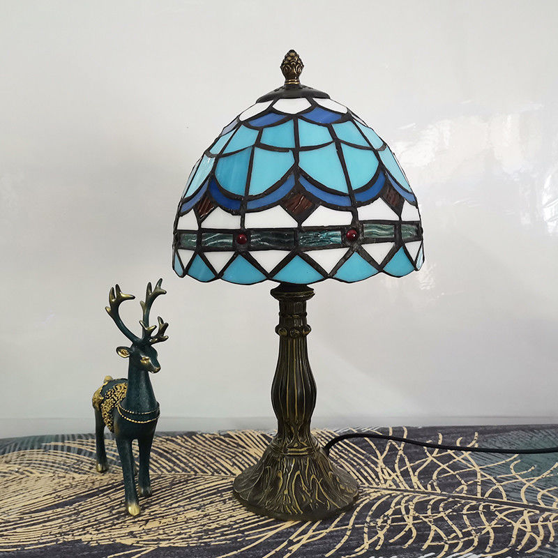 20CM Tiffany Table Lamp Alloy Base Bedroom mosaic lamp(WH-TTB-71)