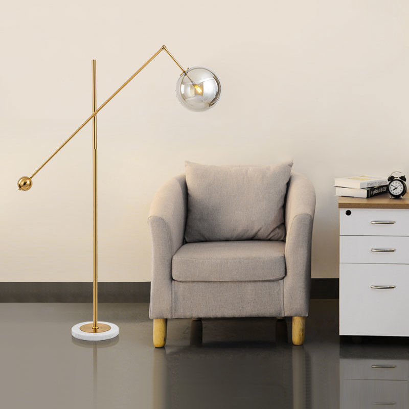 Modern minimalist marble LED golden glass ball floor lamp living room sofa vertical lighting(WH-MFL-41)
