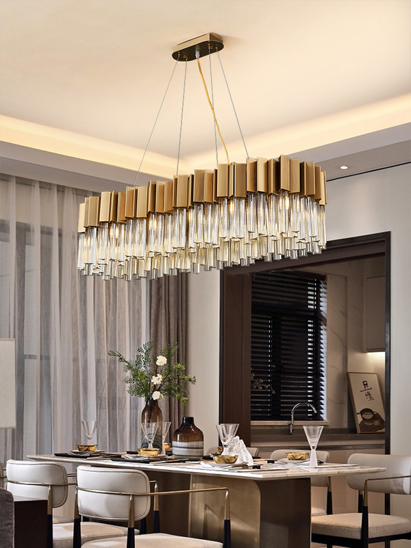 Luxury Led Crystal Chandeliers Dining Room Creative Rectangle foyer chandelier(WH-CY-180)