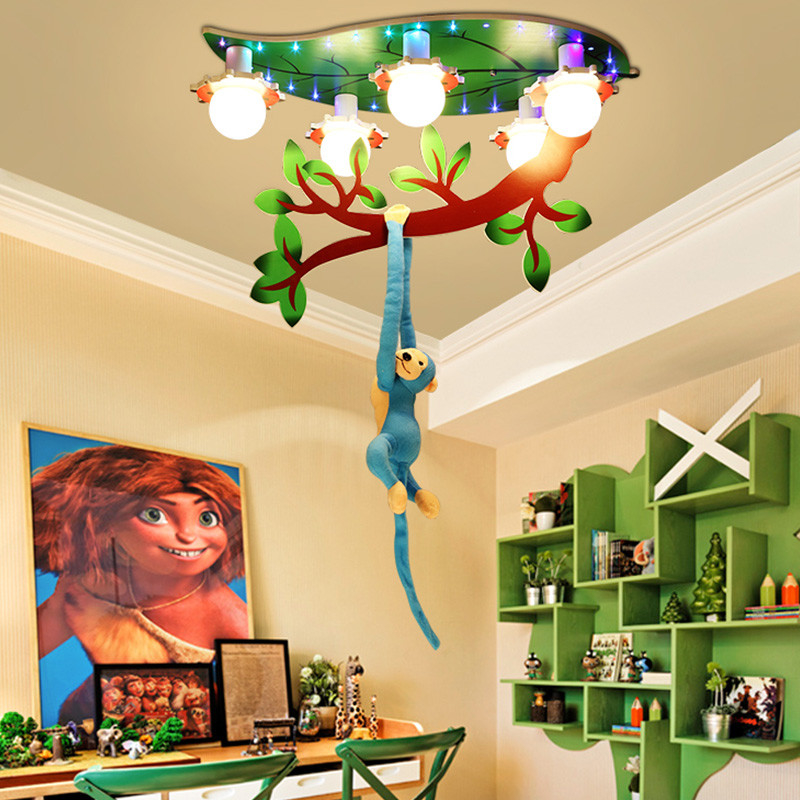 Children's bedroom decor led lights for room indoor chandelier monkey lamp(WH-MA-155)