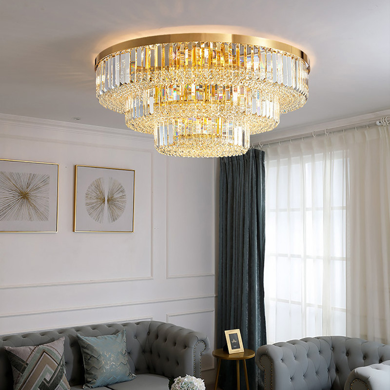 Gold modern chandelier for living room multilayer crystal ceiling chandelier(WH-CA-62)