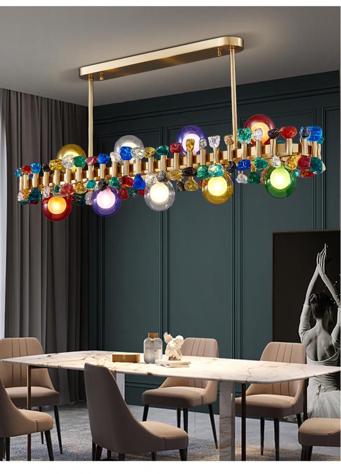 Rectangle color crystal chandelier for dining room kitchen island post ...