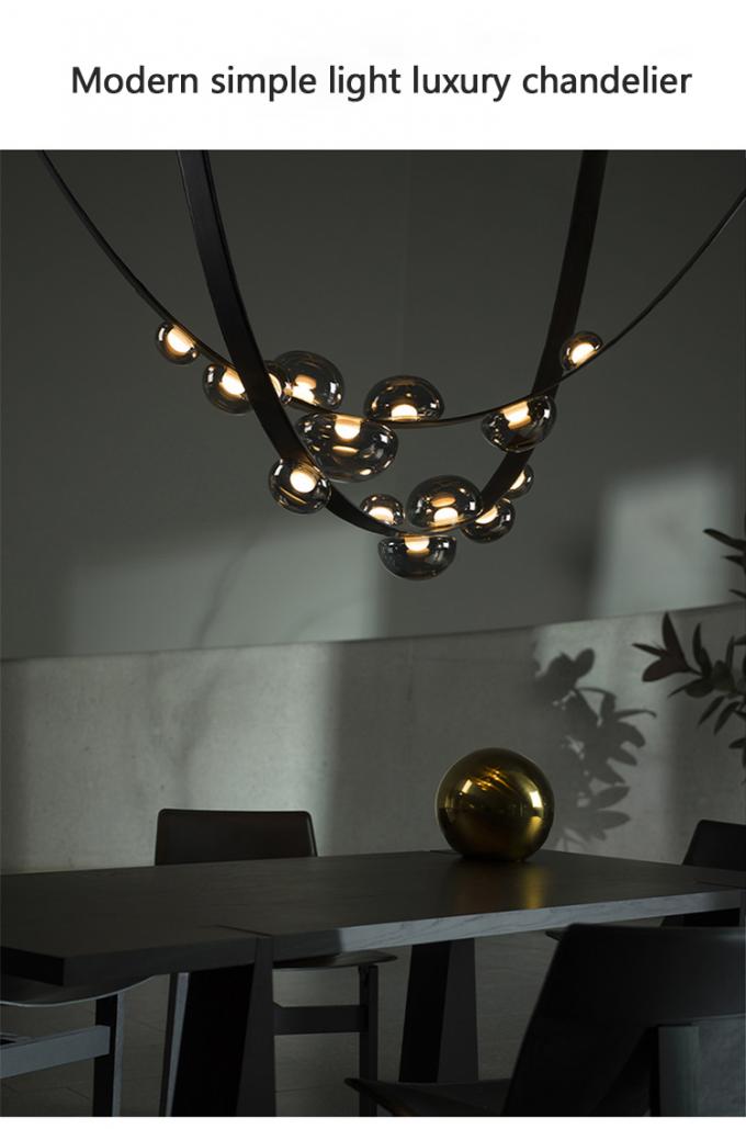 Modern Black Leather Chandelier for Living Room Hall Villa Home Long ...