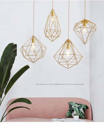 Nordic Designer gold Pendant Light Personality Shop Restaurant Bar Diamond Pendant Lamp（WH-AP-397）