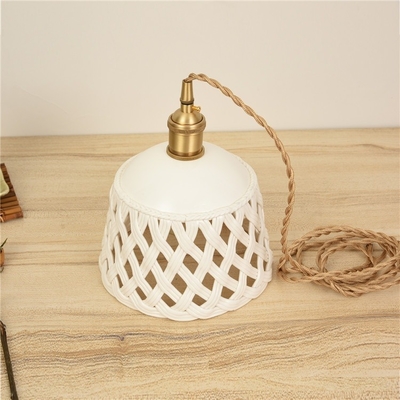 LED Copper Hanging Lamp White Pendant Light Bedside Bar Loft Openwork ceramic Pendant Light（WH-AP-423）