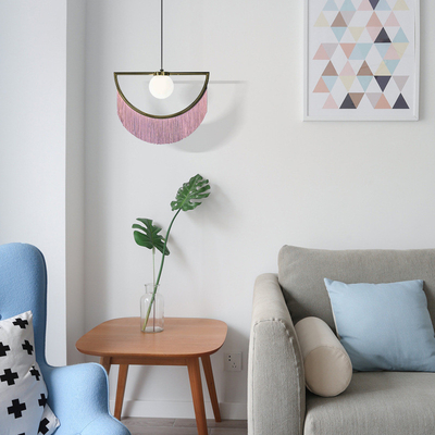 Nordic Pink Tassel Single Pendant Light Postmodern Creative Bedroom Bedside Wink Pendant lamp（WH-AP-431）