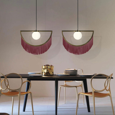 Nordic Pink Tassel Single Pendant Light Postmodern Creative Bedroom Bedside Wink Pendant lamp（WH-AP-431）