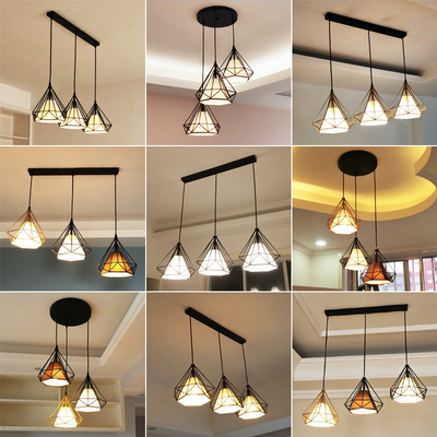 Modern Cage Pendant Light Coloured diamond Restaurant Kitchen Diamond Cage Metal Pendant lamp（WH-AP-448）