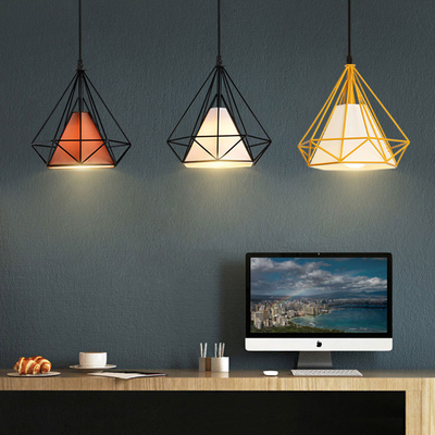 Modern Cage Pendant Light Coloured diamond Restaurant Kitchen Diamond Cage Metal Pendant lamp（WH-AP-448）