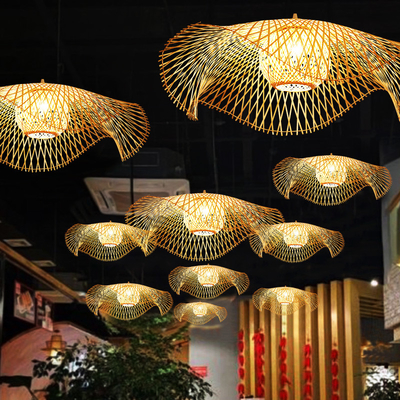 Handmade Bamboo Pendant Lights Bamboo Kitchen Tea Room Zen Woven Lampshade Pendant Light（WH-AP-449）