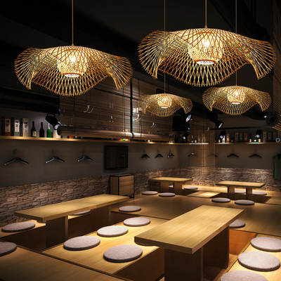 Handmade Bamboo Pendant Lights Bamboo Kitchen Tea Room Zen Woven Lampshade Pendant Light（WH-AP-449）