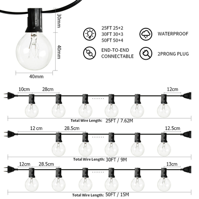 Festoon Pendant Lamp Christmas New Year Wedding Garden Backyard G40 Outdoor String Lights（WH-AP-451）