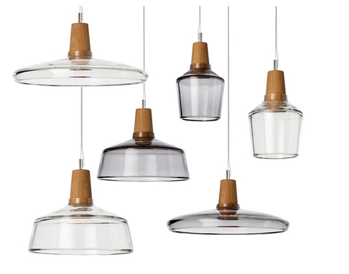 Modern Glass Lampshade Wooden Pendant Light Bar Dining Loft Industrial 15-16P Pendant Lamp(WH-GP-162)