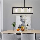 American rectangular wrought iron chandelier dining room kitchen bar glass lighting(WH-CI-160)