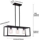 American rectangular wrought iron chandelier dining room kitchen bar glass lighting(WH-CI-160)