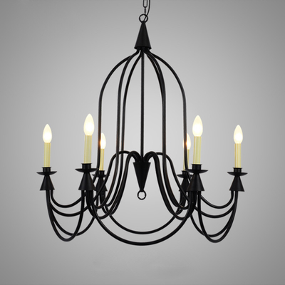 Country metal Chandelier Led Retro Candle Chandeliers vintage Loft interior lighting(WH-CI-164)