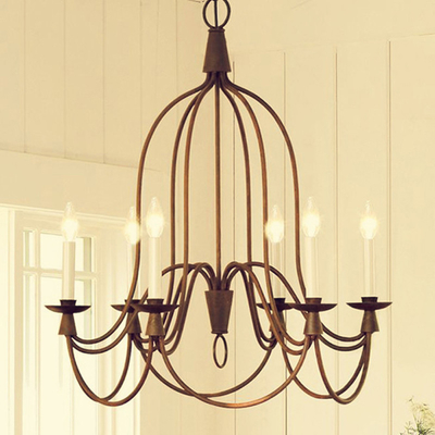 Country metal Chandelier Led Retro Candle Chandeliers vintage Loft interior lighting(WH-CI-164)