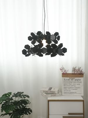 Modern  White Black Simple Chandeliers Dining Room Living Room Geometric Cumulus Chandelier(WH-MI-346)