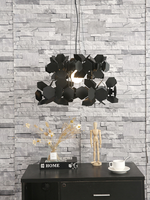 Modern  White Black Simple Chandeliers Dining Room Living Room Geometric Cumulus Chandelier(WH-MI-346)