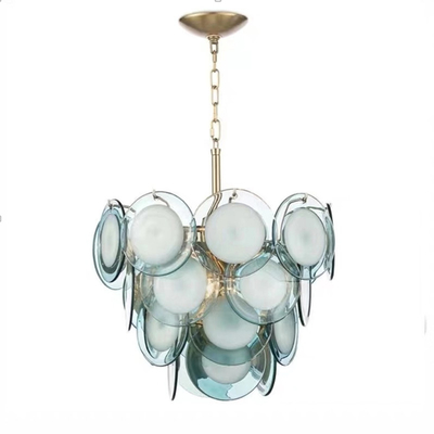 Retro glass chandelier simple modern bedroom living room dining room Diva Aqua Chandelier(WH-MI-353)