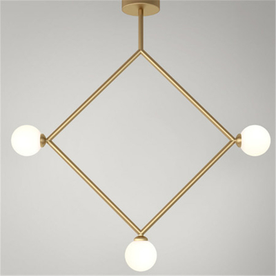 Post-modern Iron Glass Geometry Chandelier Living Room Rhombus Triangle Chandelier(WH-MI-366)